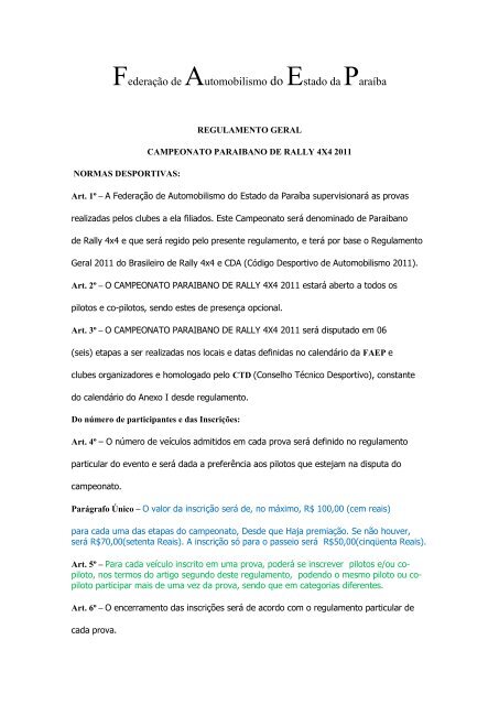 Federação de Automobilismo do Estado da Paraíba - Jeep Clube da ...