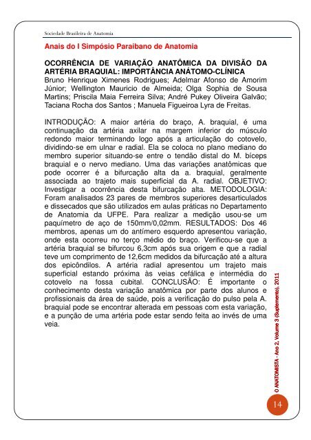 Anais do I Simpósio Paraibano de Anatomia - Sociedade Brasileira ...