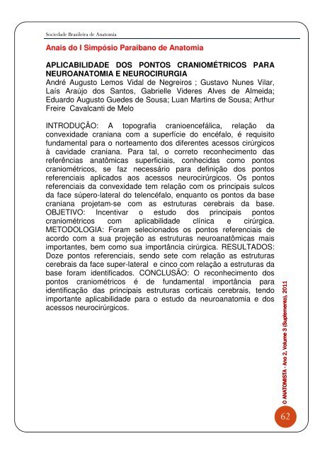 Anais do I Simpósio Paraibano de Anatomia - Sociedade Brasileira ...