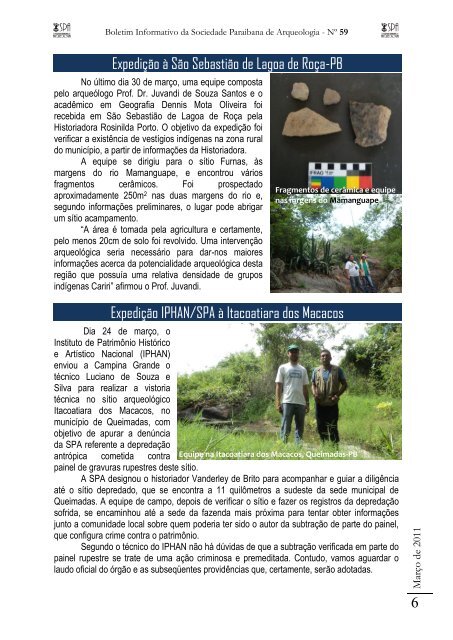 Boletim Informativo da Sociedade Paraibana de Arqueologia - Uepb