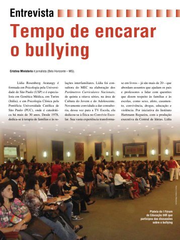 Lídia Aratangy, "Tempo de encarar o bullying" - Fundação AMAE