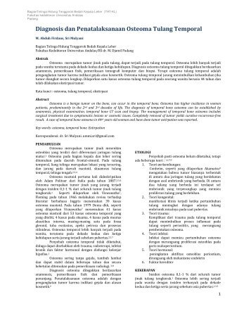 Diagnosis dan Penatalaksanaan Osteoma Tulang Temporal