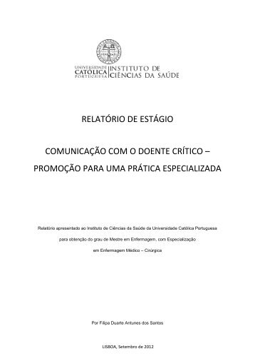 relatório de estágio comunicação com o doente crítico – promoção ...