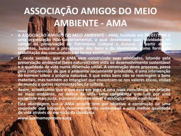 A ASSOCIAÇÃO AMIGOS DO MEIO AMBIENTE - AMA, fundada ... - fijo