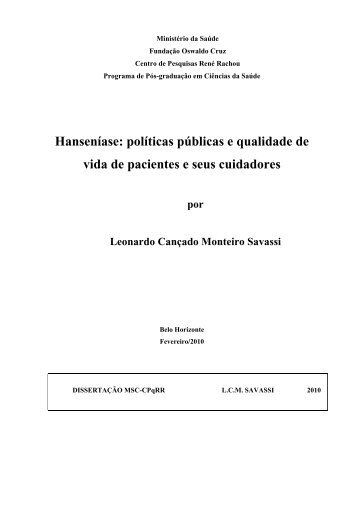 Hanseníase: políticas públicas e qualidade de vida de - Centro de ...
