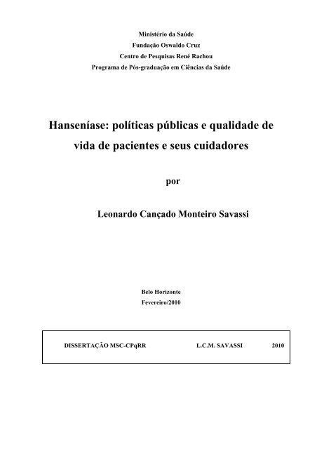 Hanseníase: políticas públicas e qualidade de vida de - Centro de ...