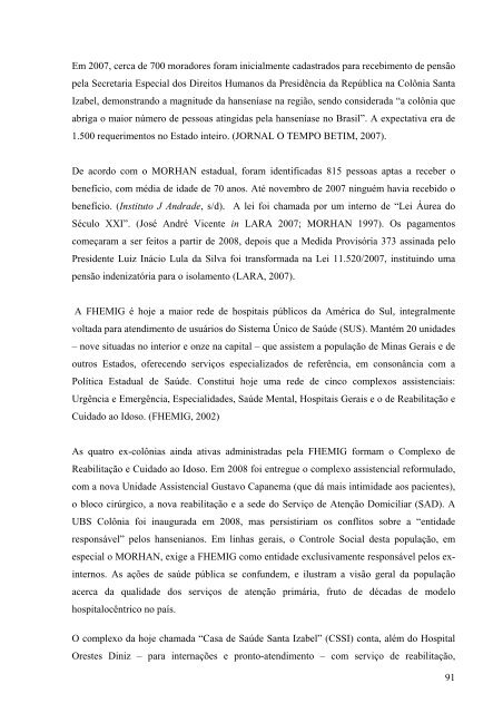 Hanseníase: políticas públicas e qualidade de vida de - Centro de ...