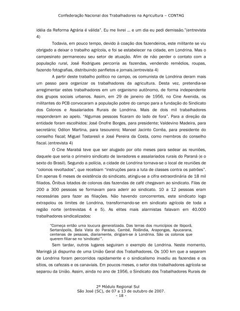 caderno de textos ii modulo curso sul enfoc/2007 - Contag