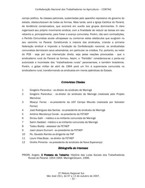 caderno de textos ii modulo curso sul enfoc/2007 - Contag