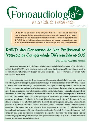 DVRT: dos Consensos de Voz Profissional ao Protocolo de ... - Fiocruz
