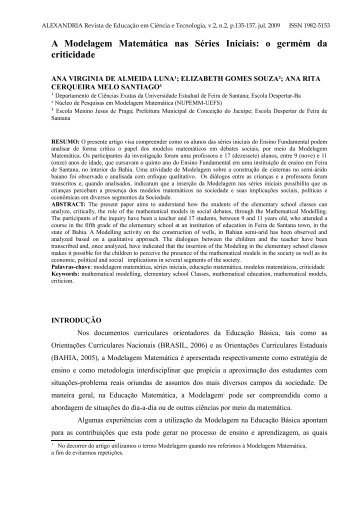 A MODELAGEM MATEMÁTICA NAS SÉRIES INICIAIS ... - Alexandria