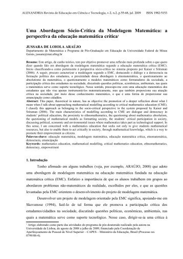 uma abordagem sócio-crítica da modelagem matemática - Alexandria