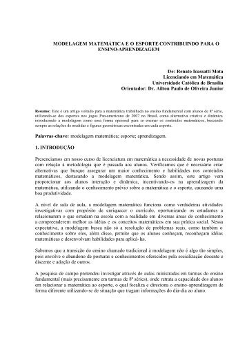 modelagem matemática eo esporte contribuindo para o ensino