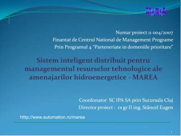 Structura energetica hibrida hidro-eoliana. Modelare si ... - IPA SA