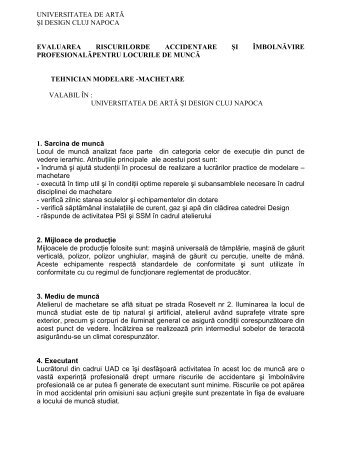 Evaluare risc tehnician machetare