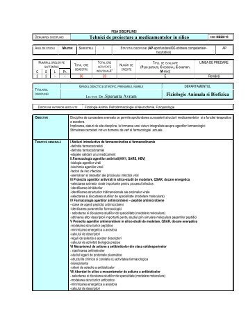 Tehnici de proiectare a medicamentelor in silico