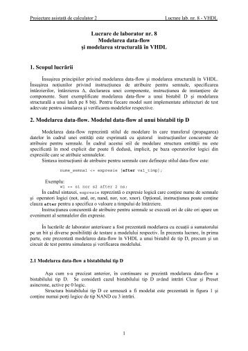 Modelarea data-flow si modelarea structuralaîn VHDL (pdf