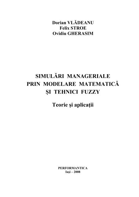 simulări manageriale prin modelare matematică şi tehnici fuzzy