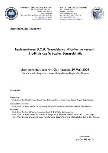 Ştefan BilaŞco - Facultatea de Geografie Cluj