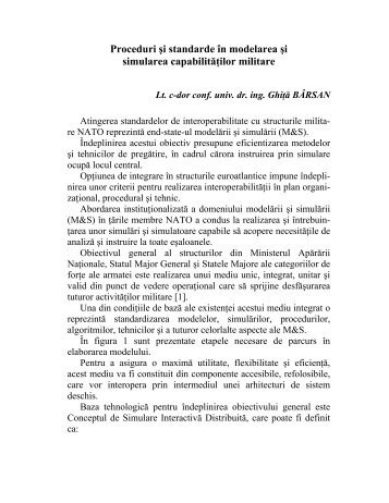 Proceduri şi standarde în modelarea şi simularea capabilităţilor ...