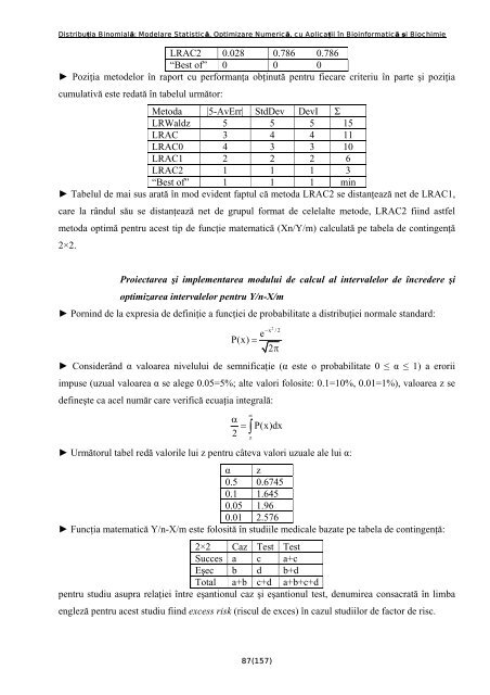 Distribuţia Binomială: Modelare Statistică, Optimizare Numerică, cu ...