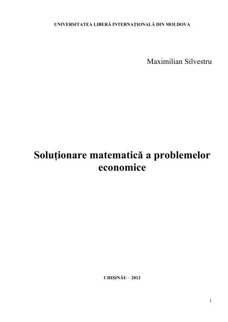 Soluționare matematică a problemelor economice - Silvestru ...
