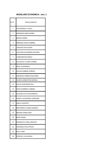 MODELARE ECONOMICA - sem. 2