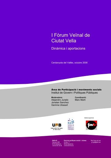 Memòria 1er Fòrum - Xarxa Veïnal de Ciutat Vella