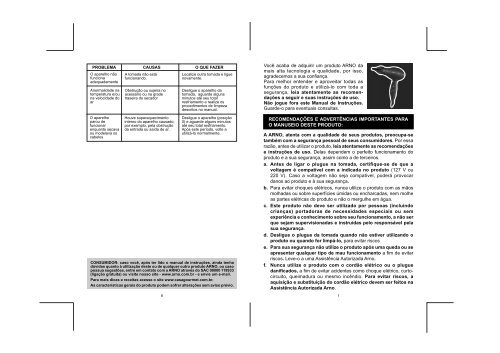 Manual Secador de Cabelo Infini Pro Sensor Arno For Elite