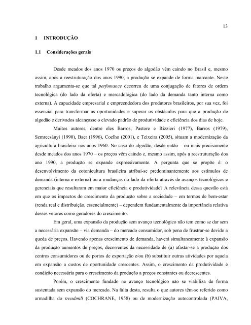 A reestruturação da cotonicultura no Brasil - Cepea - USP