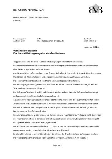 Flucht und Rettungswege - Bauverein Breisgau eG