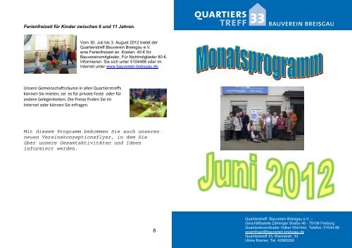 06-2012 Monatsprogramm Quartierstreff 33 - Bauverein Breisgau eG