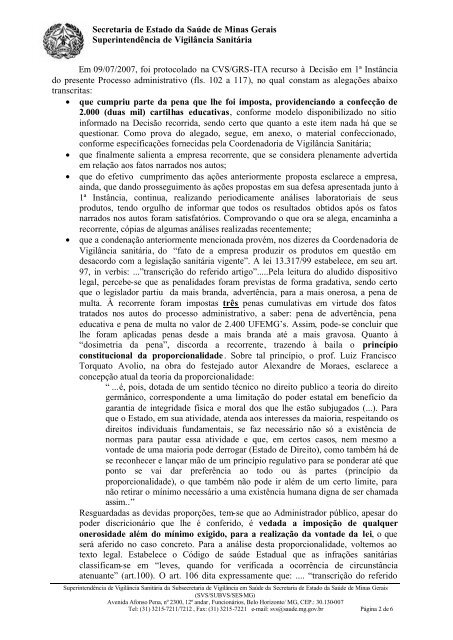 P.A CVS.GRS-ITA nº 001.2007 - Laticínios Chapada Ltda