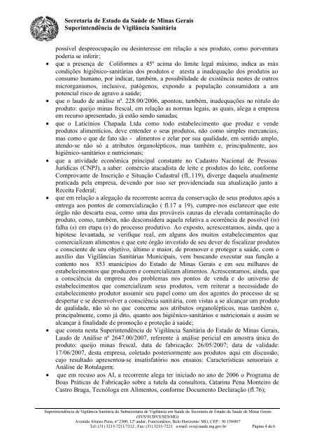 P.A CVS.GRS-ITA nº 001.2007 - Laticínios Chapada Ltda