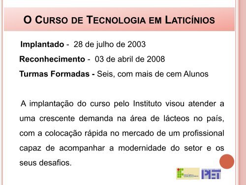 Curso de Laticínios - Campus Rio Pomba - IF Sudeste MG