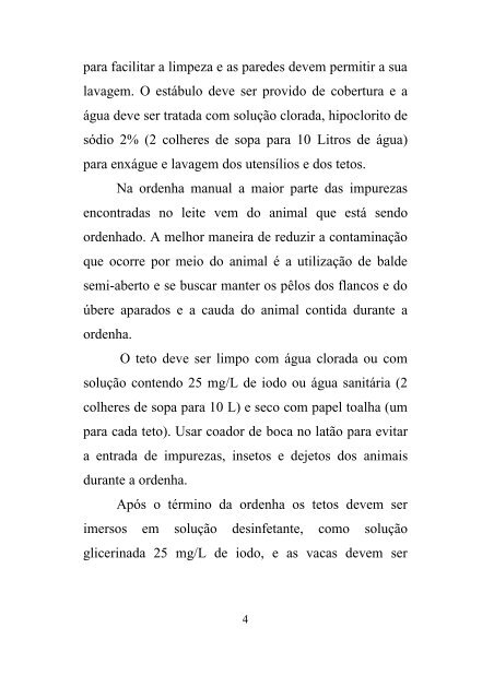 instruções de higiene e cuidados com a água utilizada nas ...