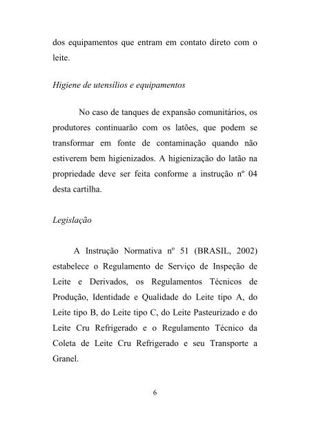 instruções de higiene e cuidados com a água utilizada nas ...