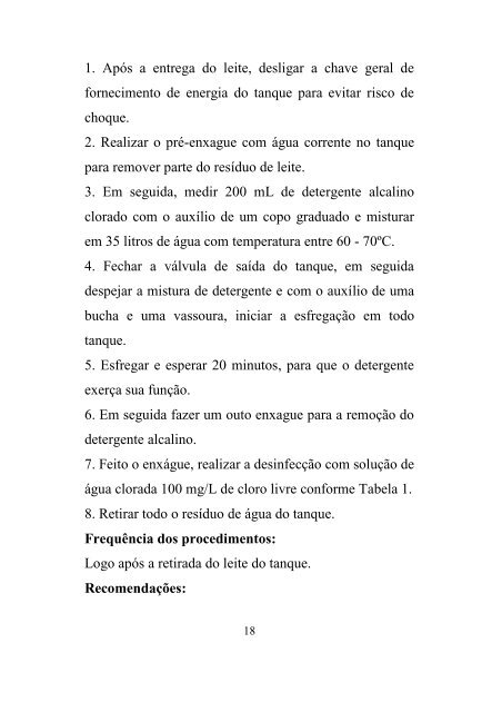 instruções de higiene e cuidados com a água utilizada nas ...