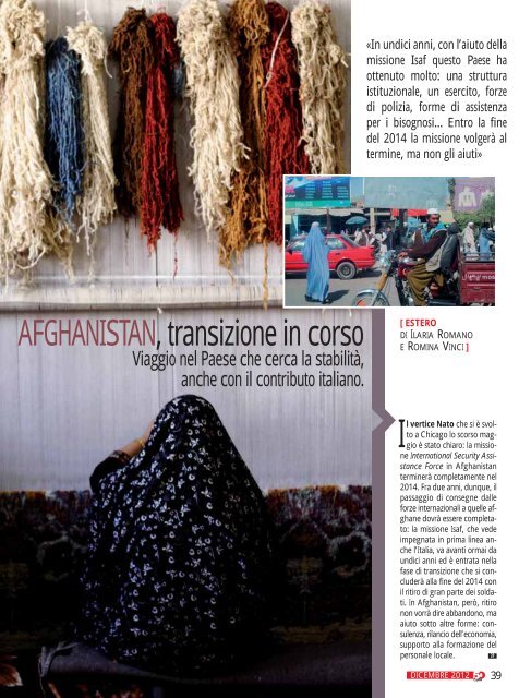 AFGHANISTAN, transizione in corso