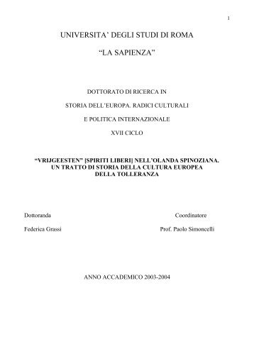 UNIVERSITA' DEGLI STUDI DI ROMA “LA ... - Padis - Sapienza