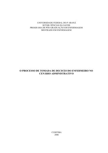 o processo de tomada de decisão do enfermeiro no cenário ...