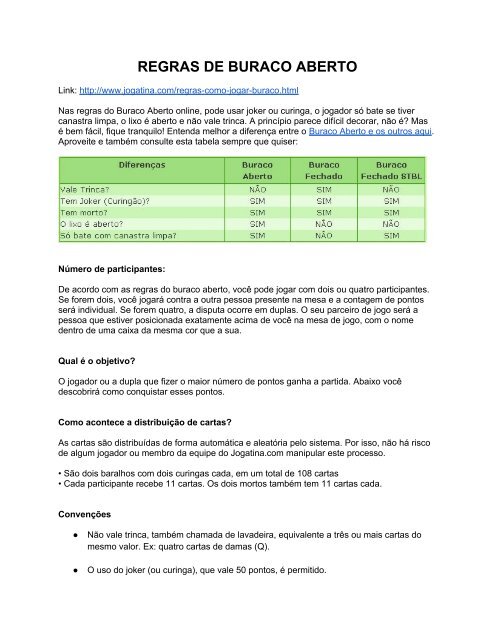 Regras do Buraco - Aprenda como jogar no Jogatina