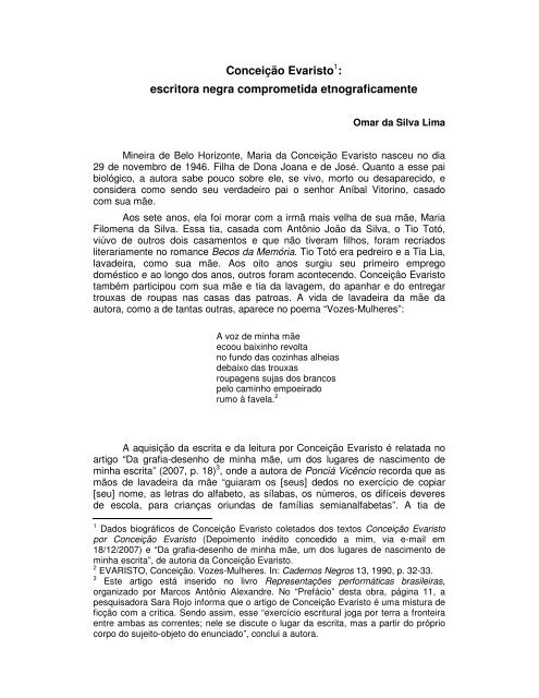 escritora negra comprometida etnograficamente - FALE - UFMG