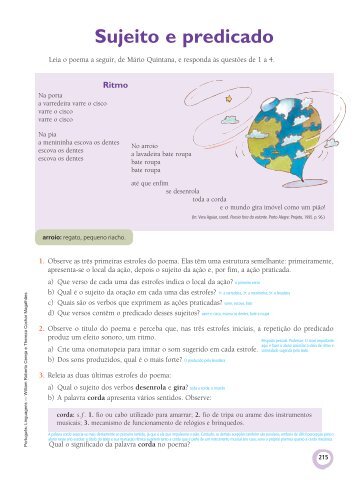 Sujeito e predicado - Editora Saraiva