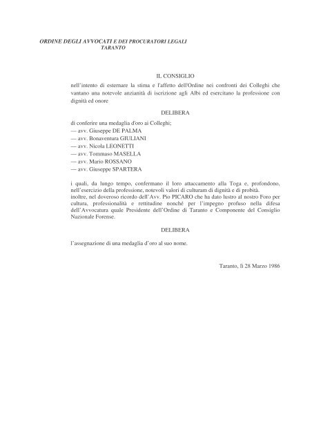 Libro De Palma - Ordine degli Avvocati di Taranto