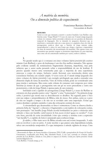 A matéria da memória. Ou a dimensão política do esquecimento - UnB