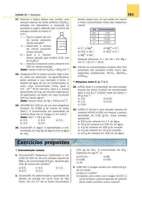 mistura de soluções