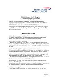 British Airways World Cargo's ULD demurrage policy in the UK ...