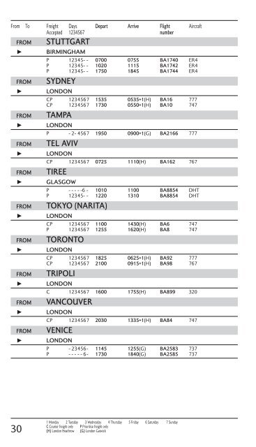 CP Timetable - British Airways World Cargo