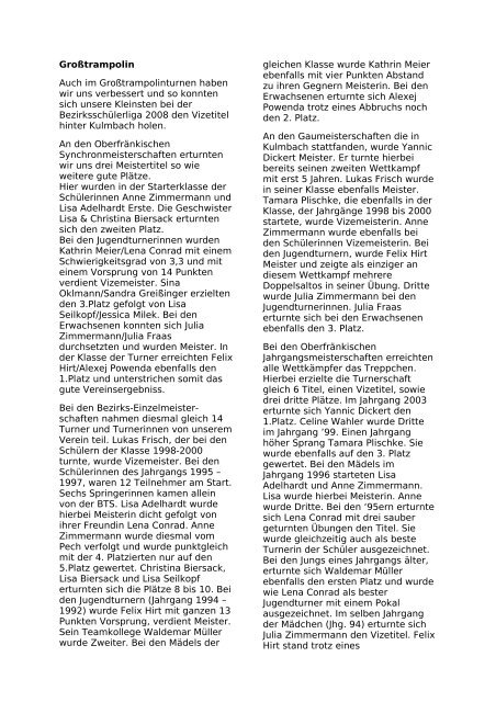 Bericht Trampolin - Bayreuther Turnerschaft